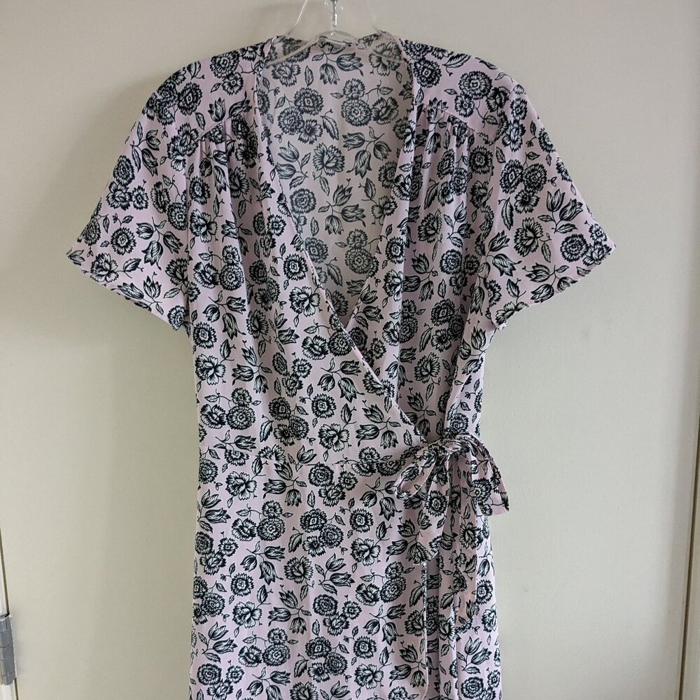 J Crew short sleeve pink floral wrap dress